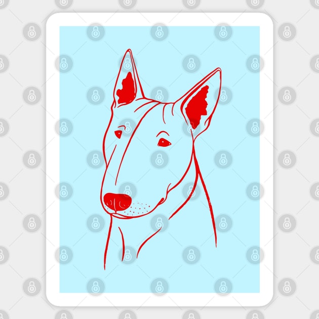 Bull Terrier (Light Blue and Red) Sticker by illucalliart